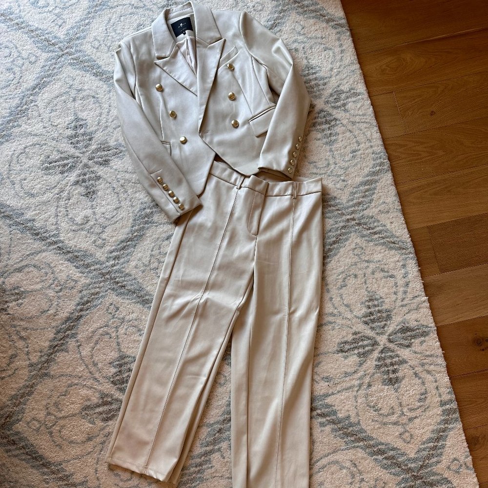 Vegan Leather Jacket and Pant Suit- 7 For All Mankind